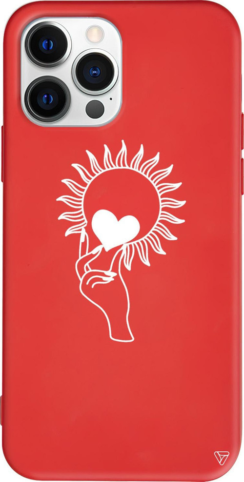 iPhone 15 Pro Uyumlu Kırmızı Renkli Silikon Keep Heart Telefon Kılıfı