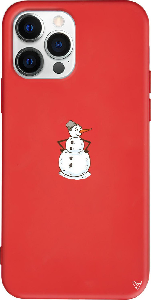 iPhone 15 Pro Uyumlu Kırmızı Renkli Silikon Snowman Is Bored Telefon Kılıfı