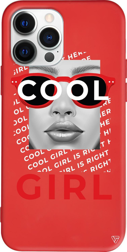 iPhone 15 Pro Uyumlu Kırmızı Renkli Silikon Cool Girl Telefon Kılıfı