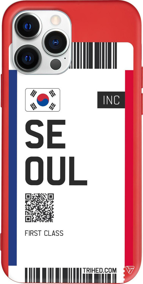 iPhone 15 Pro Uyumlu Kırmızı Renkli Silikon Seoul Bileti Telefon Kılıfı