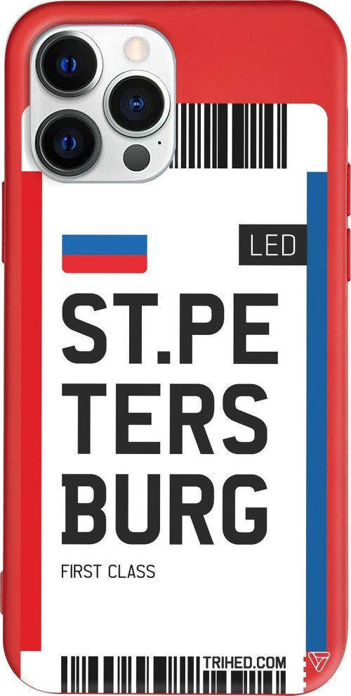 iPhone 15 Pro Uyumlu Kırmızı Renkli Silikon ST. Petersburg Bileti Telefon Kılıfı