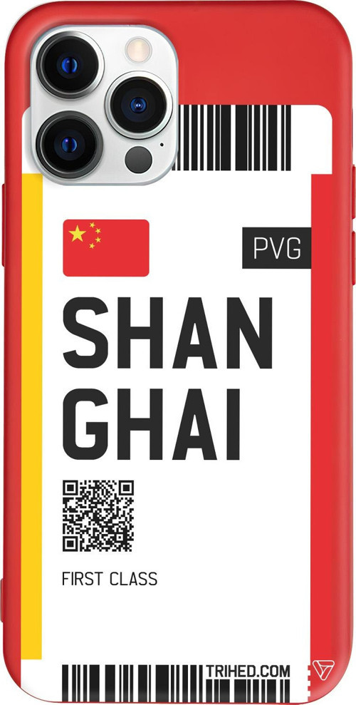 iPhone 15 Pro Uyumlu Kırmızı Renkli Silikon Shanghai Bileti Telefon Kılıfı