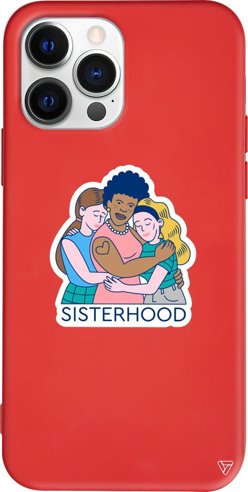iPhone 15 Pro Uyumlu Kırmızı Renkli Silikon Sisterhood Telefon Kılıfı