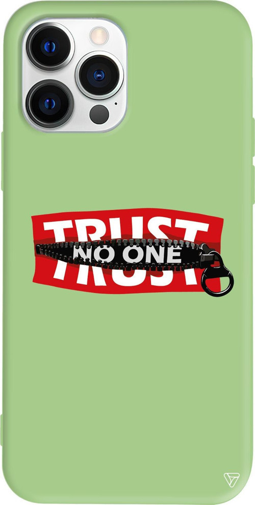 iPhone 15 Pro Uyumlu Açık Yeşil Renkli Silikon Trust No One Telefon Kılıfı