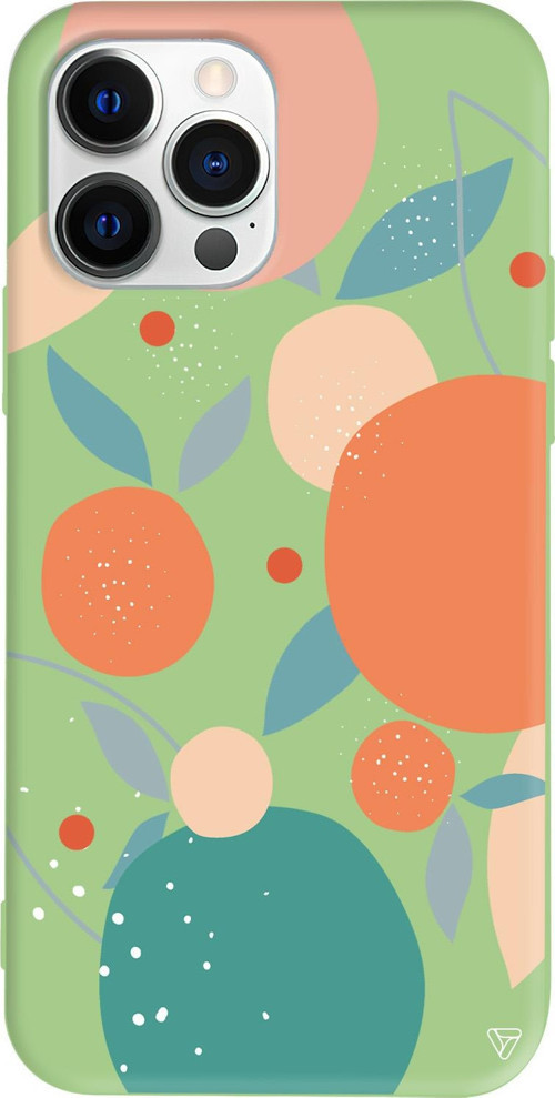 iPhone 15 Pro Uyumlu Açık Yeşil Renkli Silikon Orange Shape Abstract Koleksiyonu Telefon Kılıfı