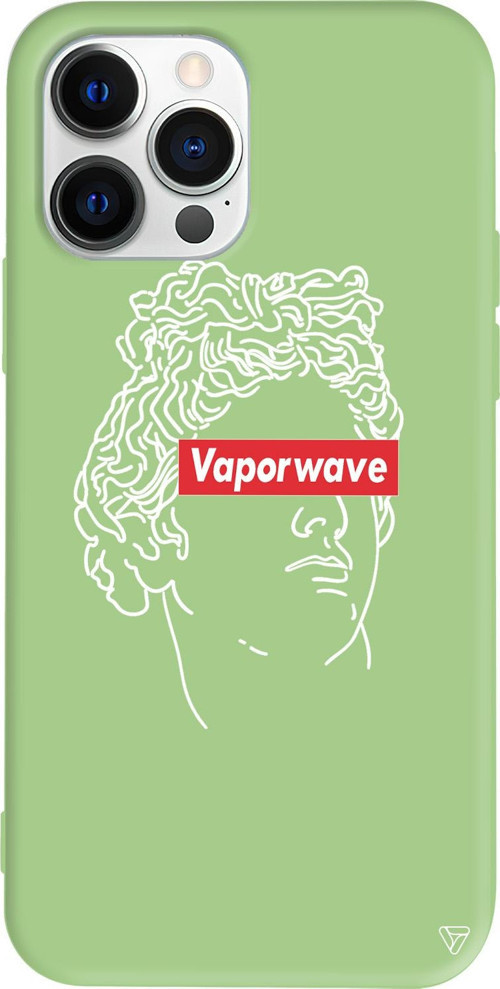 iPhone 15 Pro Uyumlu Açık Yeşil Renkli Silikon Vaporwave Telefon Kılıfı