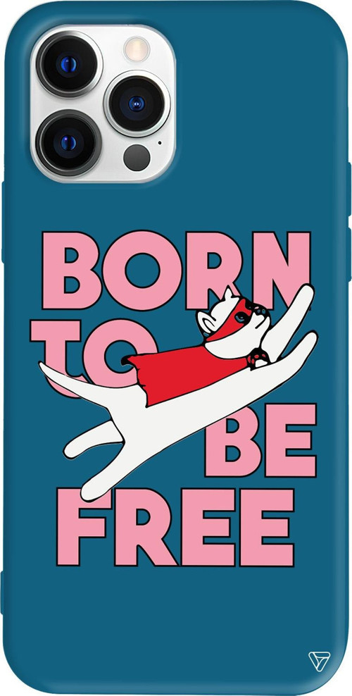 iPhone 15 Pro Uyumlu Lacivert Renkli Silikon Born to be Free Telefon Kılıfı