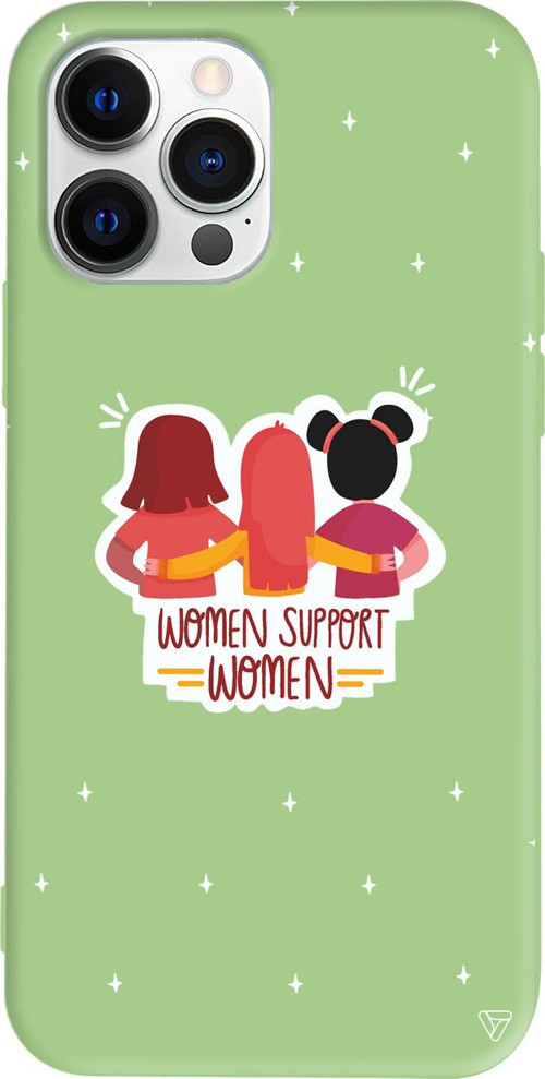 iPhone 15 Pro Uyumlu Açık Yeşil Renkli Silikon Woman Support Telefon Kılıfı
