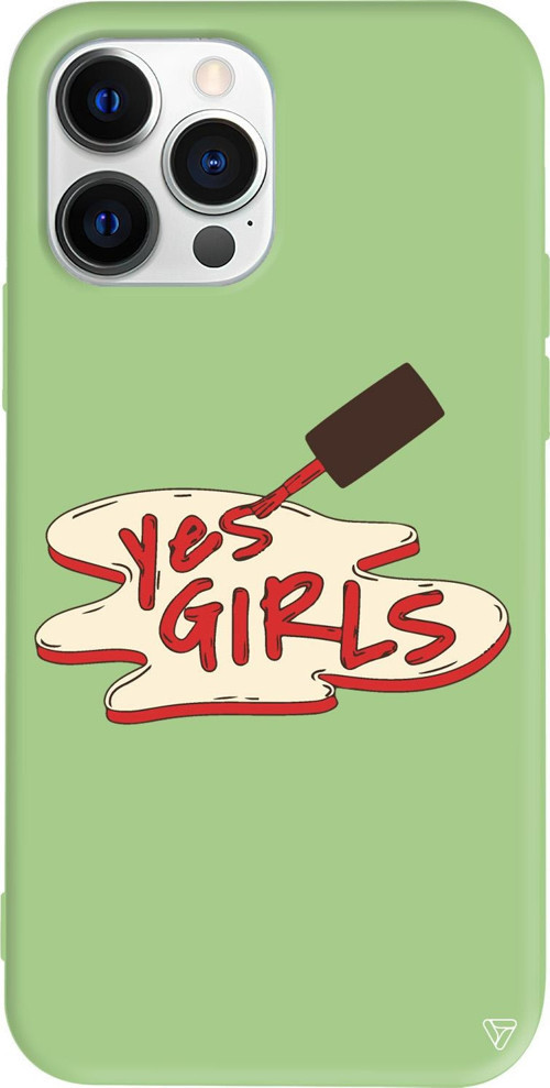 iPhone 15 Pro Uyumlu Açık Yeşil Renkli Silikon Yes Girls Telefon Kılıfı