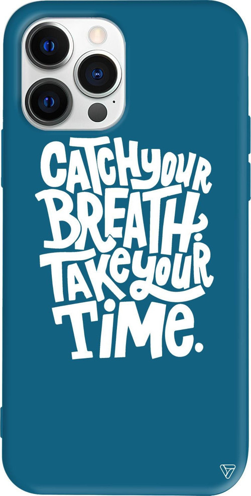 iPhone 15 Pro Uyumlu Lacivert Renkli Silikon Catch Your Breath Telefon Kılıfı