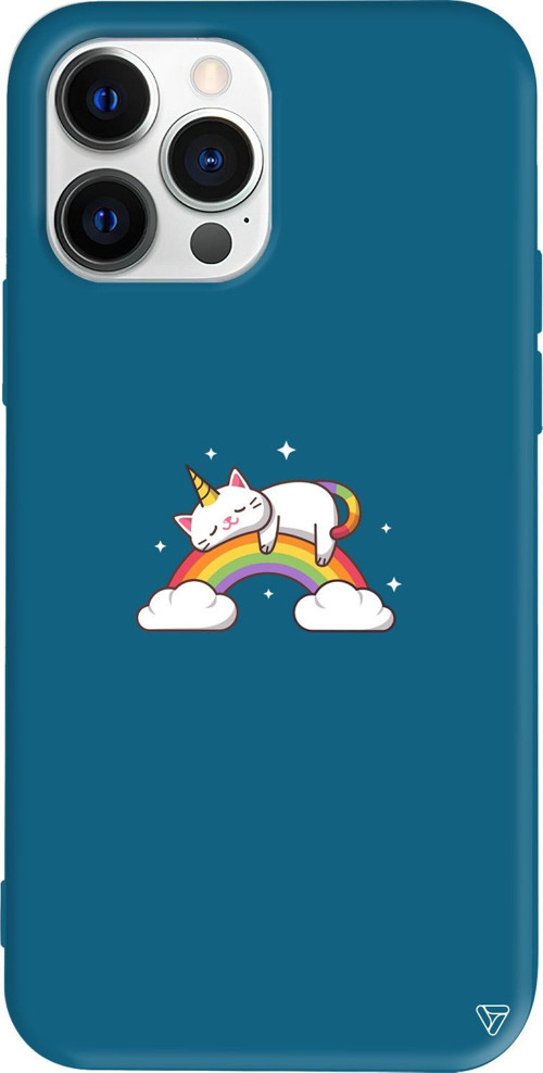 iPhone 15 Pro Uyumlu Lacivert Renkli Silikon Caticorn 2 Telefon Kılıfı