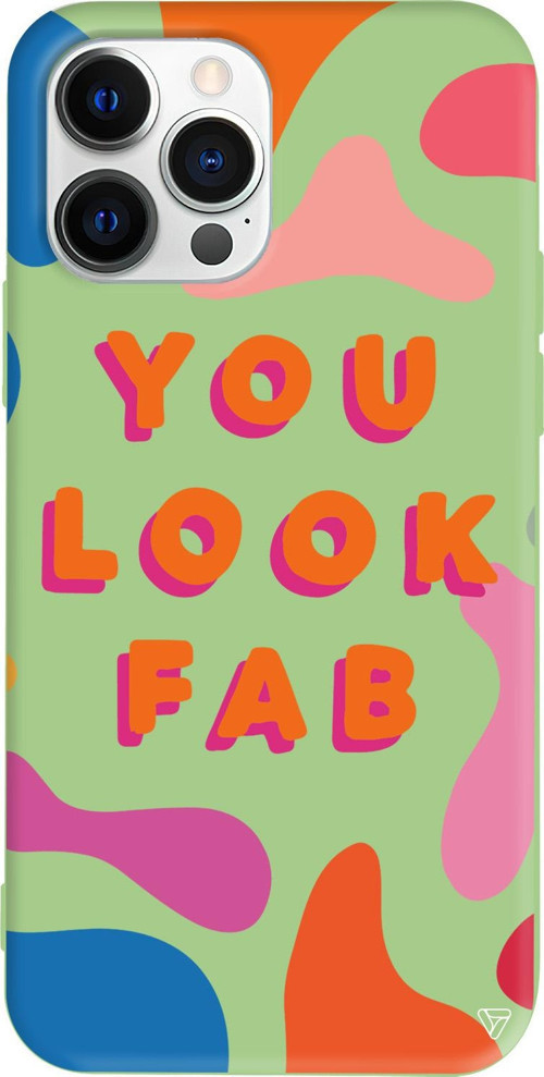 iPhone 15 Pro Uyumlu Açık Yeşil Renkli Silikon You Look Fab Abstract Koleksiyonu Telefon Kılıfı