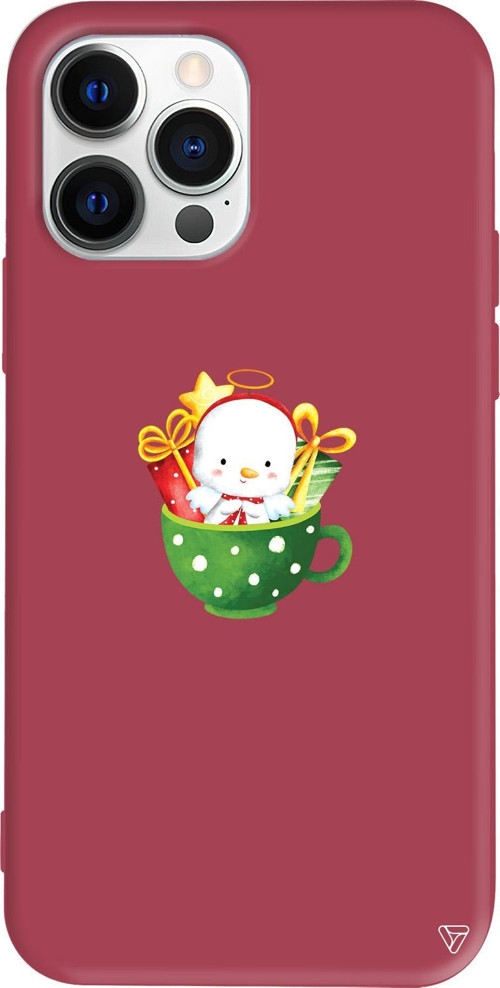 iPhone 15 Pro Uyumlu Bordo Renkli Silikon A Cup Of Xmas 6 Telefon Kılıfı