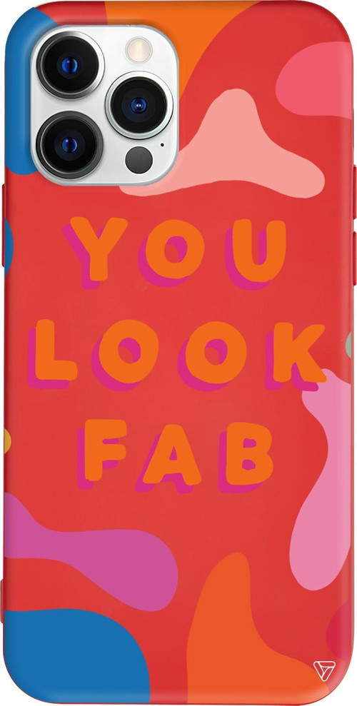 iPhone 15 Pro Uyumlu Kırmızı Renkli Silikon You Look Fab Abstract Koleksiyonu Telefon Kılıfı