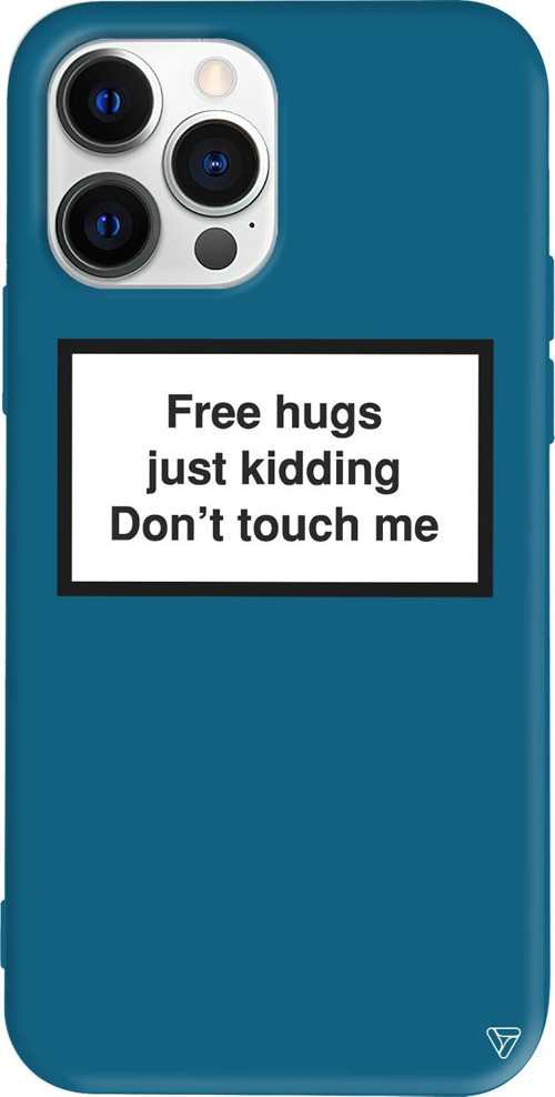 iPhone 15 Pro Uyumlu Lacivert Renkli Free Hgs Just Kidding, Me Don't Touch Me. Telefon Kılıfı