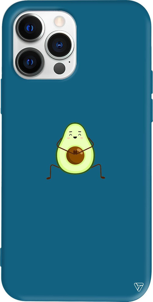 iPhone 15 Pro Uyumlu Lacivert Renkli Silikon Cute Avokado Telefon Kılıfı