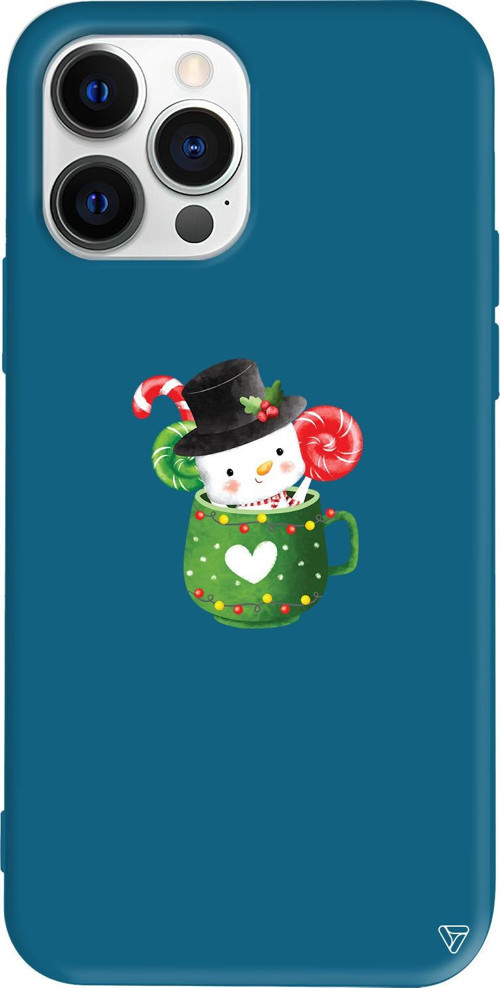 iPhone 15 Pro Uyumlu Lacivert Renkli Silikon A Cup Of Xmas Telefon Kılıfı