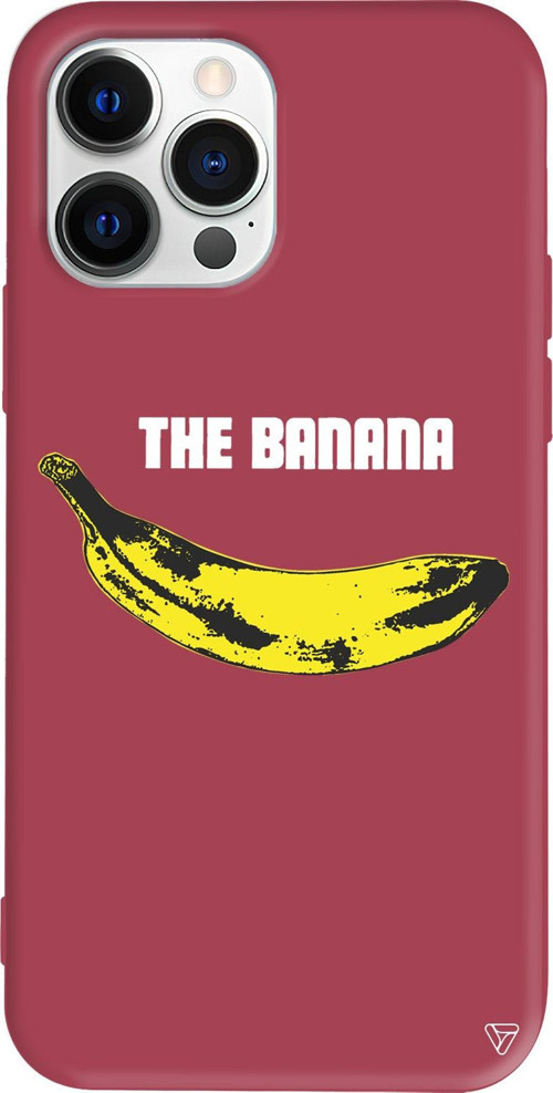 iPhone 15 Pro Uyumlu Bordo Renkli Silikon Andy Warhol Banana Telefon Kılıfı