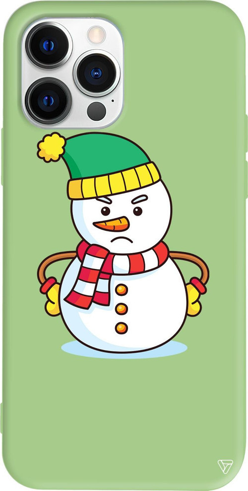 iPhone 15 Pro Uyumlu Açık Yeşil Renkli Silikon Snowman 3 Telefon Kılıfı