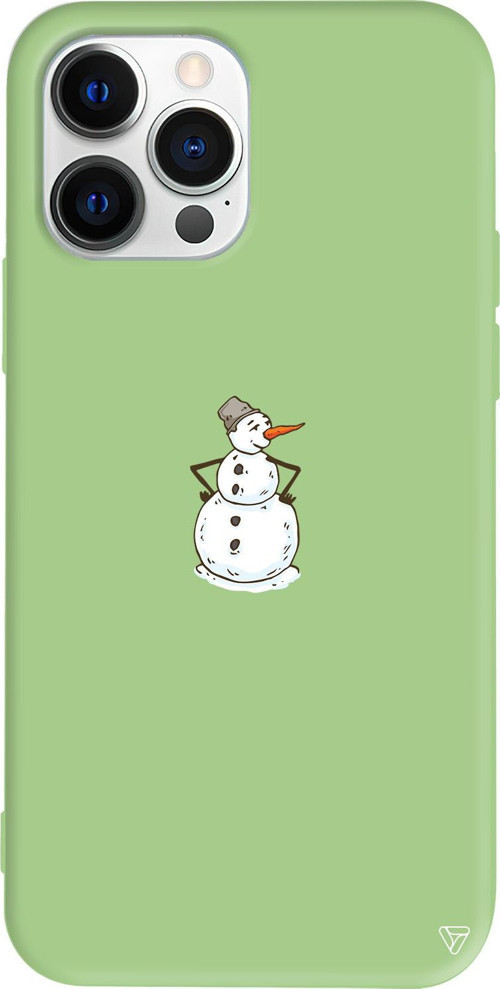 iPhone 15 Pro Uyumlu Açık Yeşil Renkli Silikon Snowman Is Bored Telefon Kılıfı