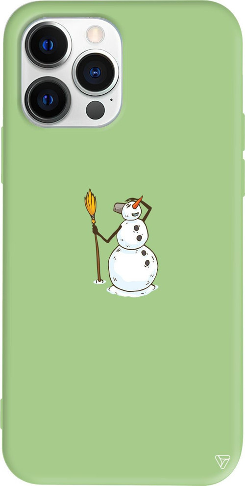 iPhone 15 Pro Uyumlu Açık Yeşil Renkli Silikon Snowman Looking Around Uyumlu Telefon Kılıfı