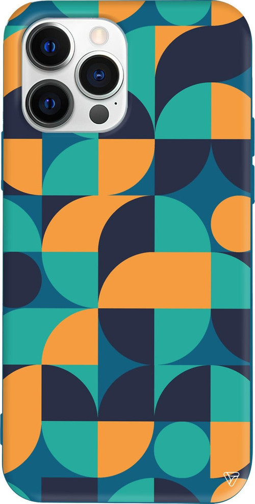 iPhone 15 Pro Uyumlu Lacivert Renkli Silikon Abstract Desen 9 Telefon Kılıfı