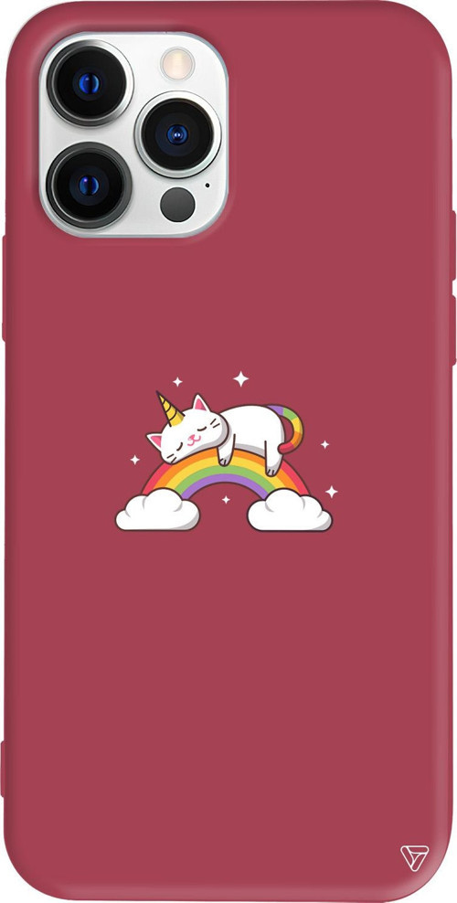 iPhone 15 Pro Uyumlu Bordo Renkli Silikon Caticorn 2 Telefon Kılıfı