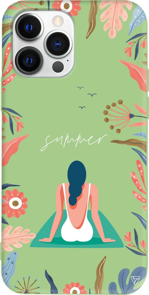 iPhone 15 Pro Uyumlu Açık Yeşil Renkli Silikon Summer Vacation Telefon Kılıfı