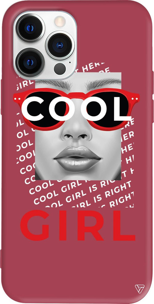 iPhone 15 Pro Uyumlu Bordo Renkli Silikon Cool Girl Telefon Kılıfı