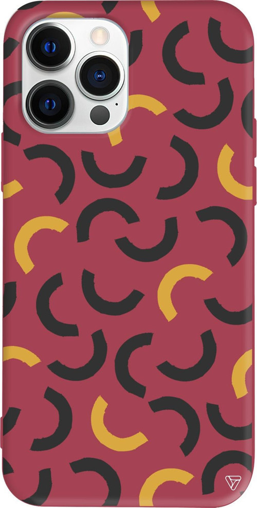 iPhone 15 Pro Uyumlu Bordo Renkli Silikon Rose Black Abstract Koleksiyonu Telefon Kılıfı