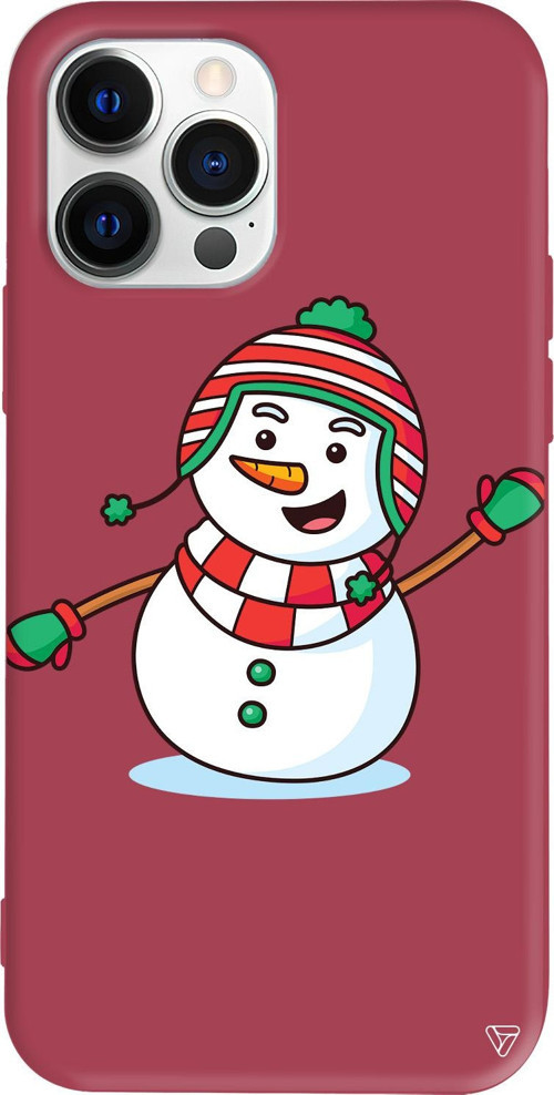 iPhone 15 Pro Uyumlu Bordo Renkli Silikon Snowman 2 Telefon Kılıfı