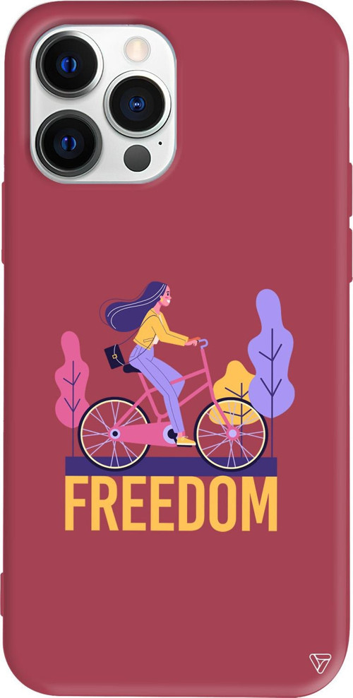 iPhone 15 Pro Uyumlu Bordo Renkli Silikon Freedom Telefon Kılıfı