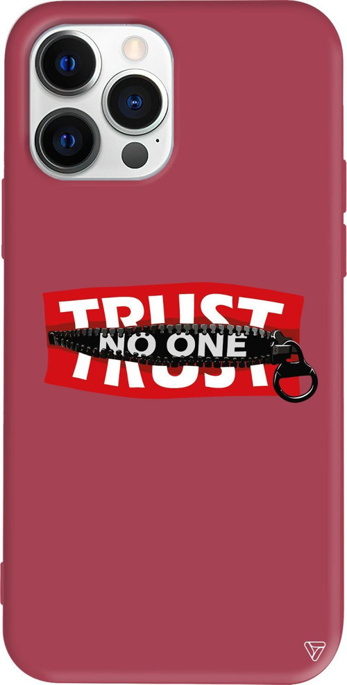 iPhone 15 Pro Uyumlu Bordo Renkli Silikon Trust No One Telefon Kılıfı