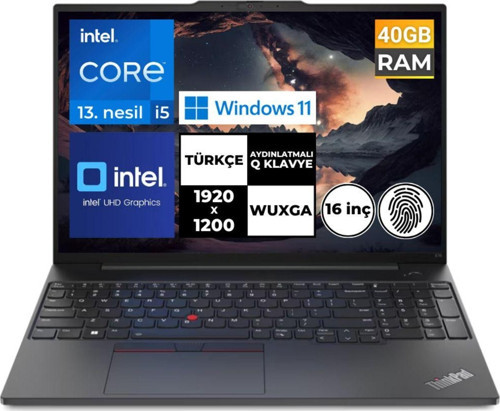 Thinkpad E16 Gen1 İ5-1335U 40Gb 2 Tbssd 16" Wuxga Windows 11 Pro 21Jn0005Tx Bt47