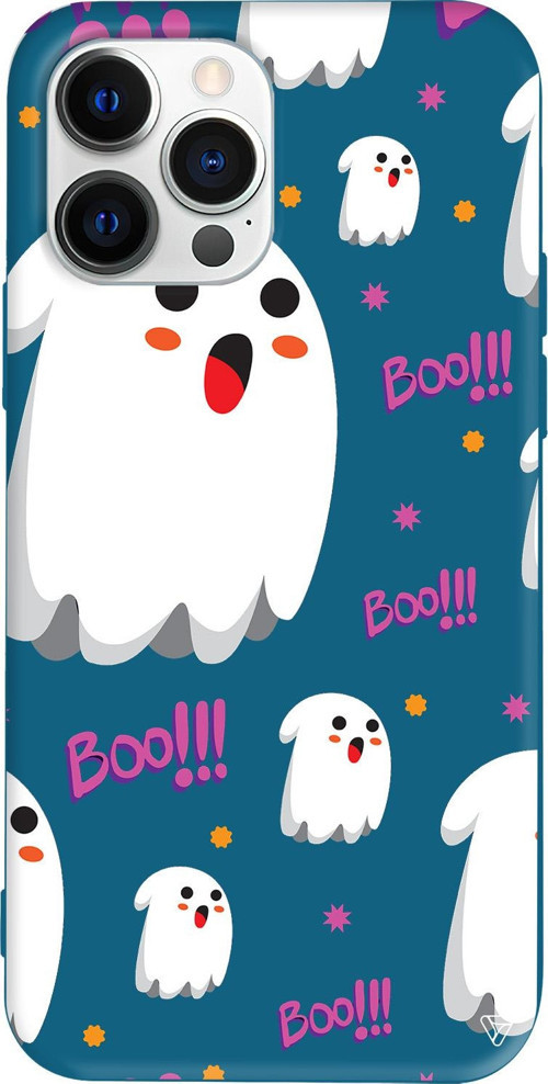 iPhone 15 Pro Uyumlu Lacivert Renkli Silikon Ghost Boo! Telefon Kılıfı