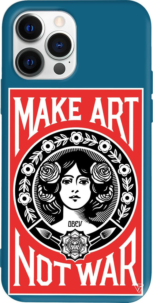 iPhone 15 Pro Uyumlu Lacivert Renkli Silikon Obey Make Love Telefon Kılıfı