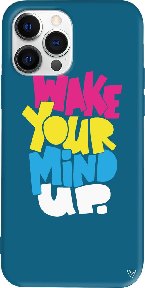 iPhone 15 Pro Uyumlu Lacivert Renkli Silikon Wake Your Mind Up Telefon Kılıfı