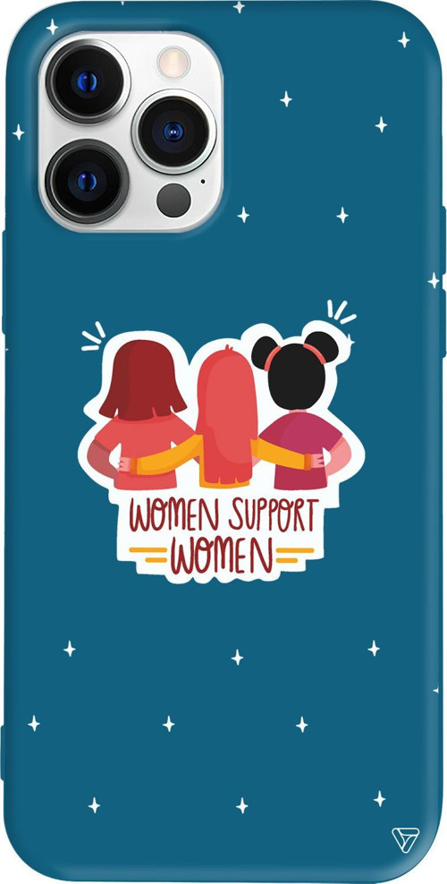 iPhone 15 Pro Uyumlu Lacivert Renkli Silikon Woman Support Telefon Kılıfı