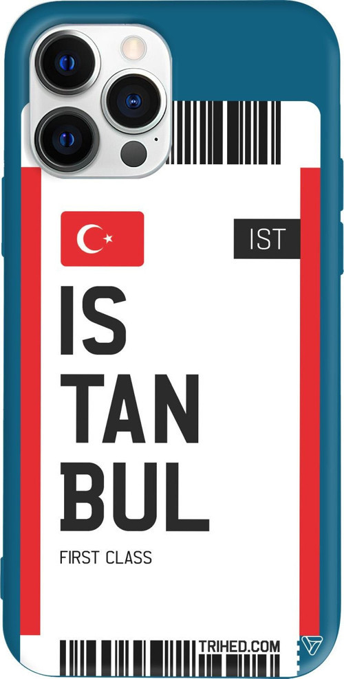 iPhone 15 Pro Uyumlu Lacivert Renkli Silikon İstanbul Bileti Telefon Kılıfı