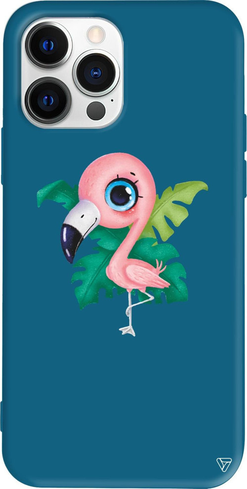 iPhone 15 Pro Uyumlu Lacivert Renkli Silikon Yavru Flamingo Telefon Kılıfı