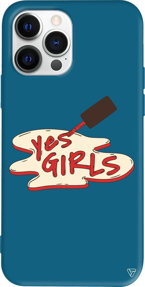 iPhone 15 Pro Uyumlu Lacivert Renkli Silikon Yes Girls Telefon Kılıfı