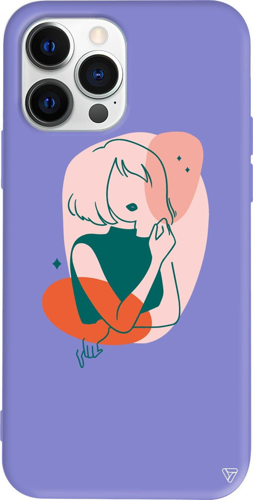 iPhone 15 Pro Uyumlu Lila Renkli Silikon Cute Girl Telefon Kılıfı