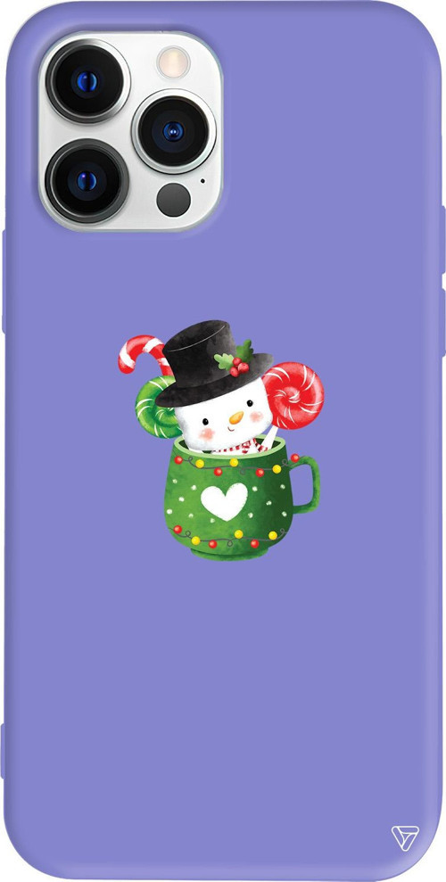 iPhone 15 Pro Uyumlu Lila Renkli Silikon A Cup Of Xmas Telefon Kılıfı