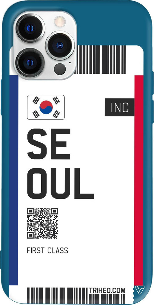 iPhone 15 Pro Uyumlu Lacivert Renkli Silikon Seoul Bileti Telefon Kılıfı