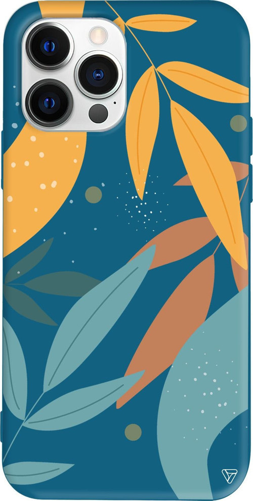 iPhone 15 Pro Uyumlu Lacivert Renkli Silikon Leaf Shape Abstract Koleksiyonu Telefon Kılıfı