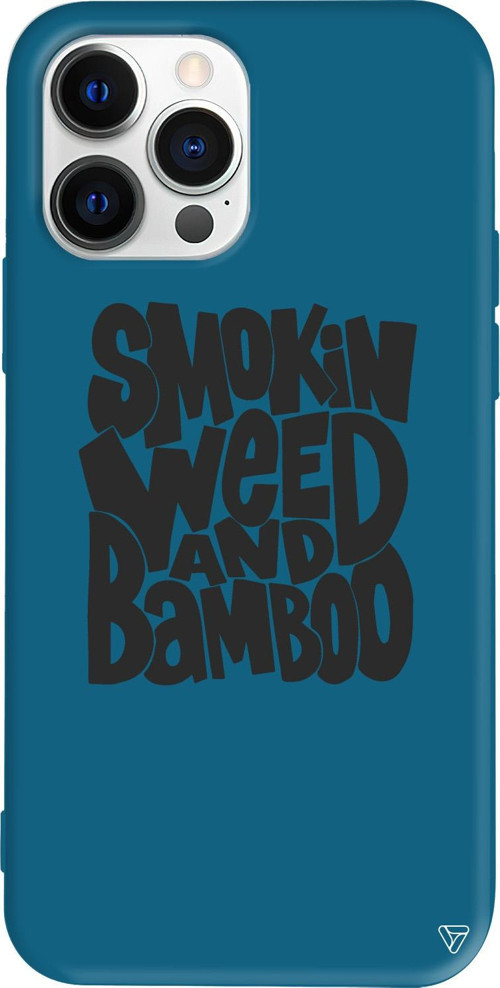 iPhone 15 Pro Uyumlu Lacivert Renkli Silikon Smokin Weed Telefon Kılıfı
