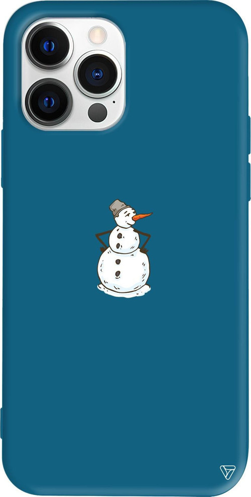 iPhone 15 Pro Uyumlu Lacivert Renkli Silikon Snowman Is Bored Telefon Kılıfı
