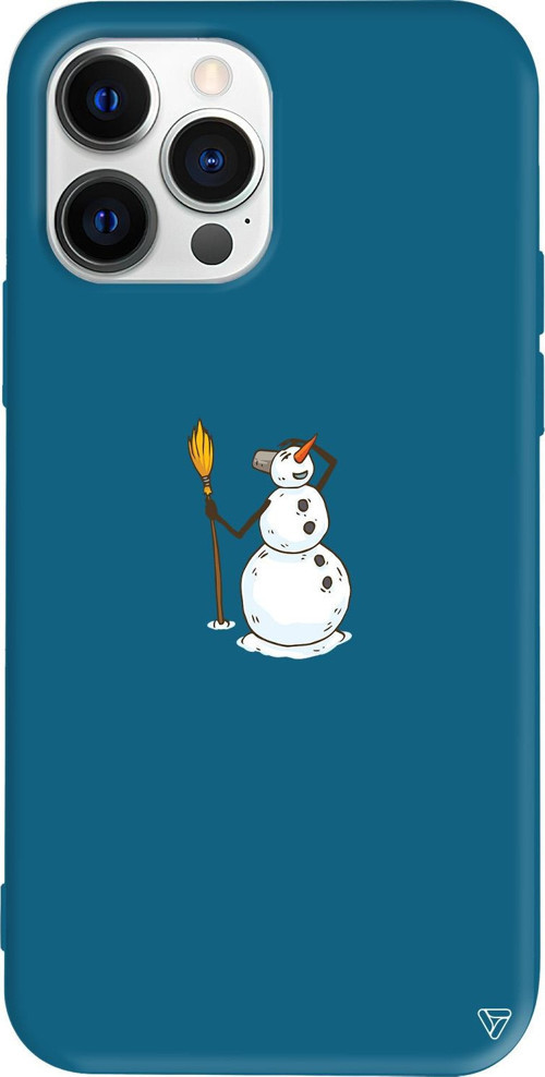 iPhone 15 Pro Uyumlu Lacivert Renkli Silikon Snowman Looking Around Uyumlu Telefon Kılıfı