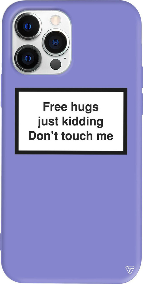 iPhone 15 Pro Uyumlu Lila Renkli Silikon Free Hgs Just Kidding, Me Don't Touch Me. Telefon Kılıfı
