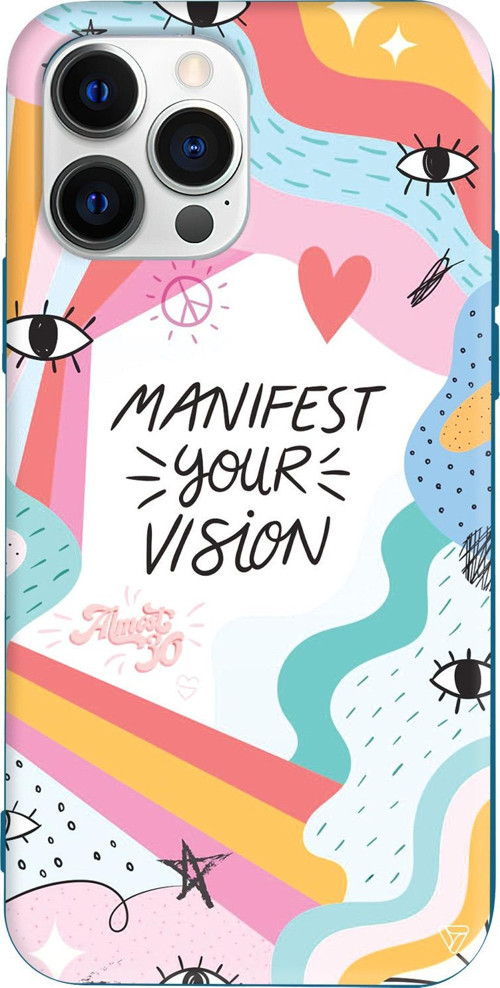 iPhone 15 Pro Uyumlu Lacivert Renkli Silikon Manifest Your Vision Telefon Kılıfı